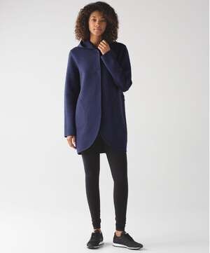 LULULEMON CITY BOUND Wrap Reverse Fleece Hoodie Jacket Heathered Indigo Blue M